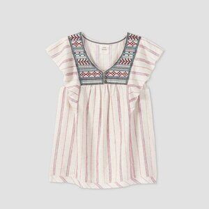 Women's Flutter Short Sleeve Embroidered Top - Knox Rose XS